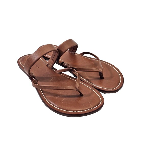 ALK Women's 11M Bernardo Leia Sandal Tan Calf Leather Thong Strap Sandals EUC!! - Picture 1 of 9